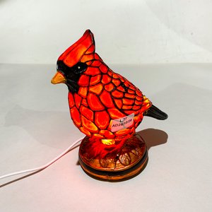 Lámpara Decorativa Cardenal Rojo Estilo Vitral - imagen 4