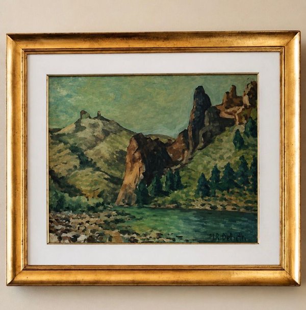 Óleo sobre Tela "Paisaje Serrano" Firmado M.R. Deliotti - imagen 1