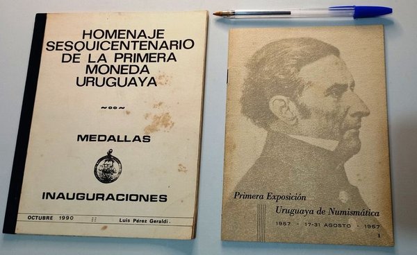 Publicaciones Numismáticas Uruguay: "Homenaje Sesquicentenario Moneda Uruguaya" y "Primera Exposición Uruguaya de Numismática" - imagen 1