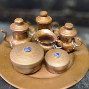 Conjunto Miniatura de Té en Cobre con Bandeja y Tapa Azul - imagen 4