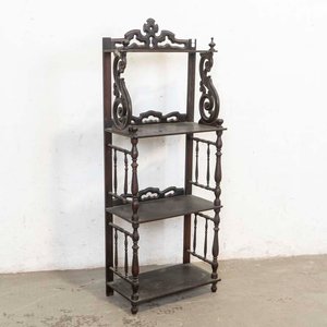 Estante Musical Colonial Tallado con Detalles en Madera y Lustre - imagen 1