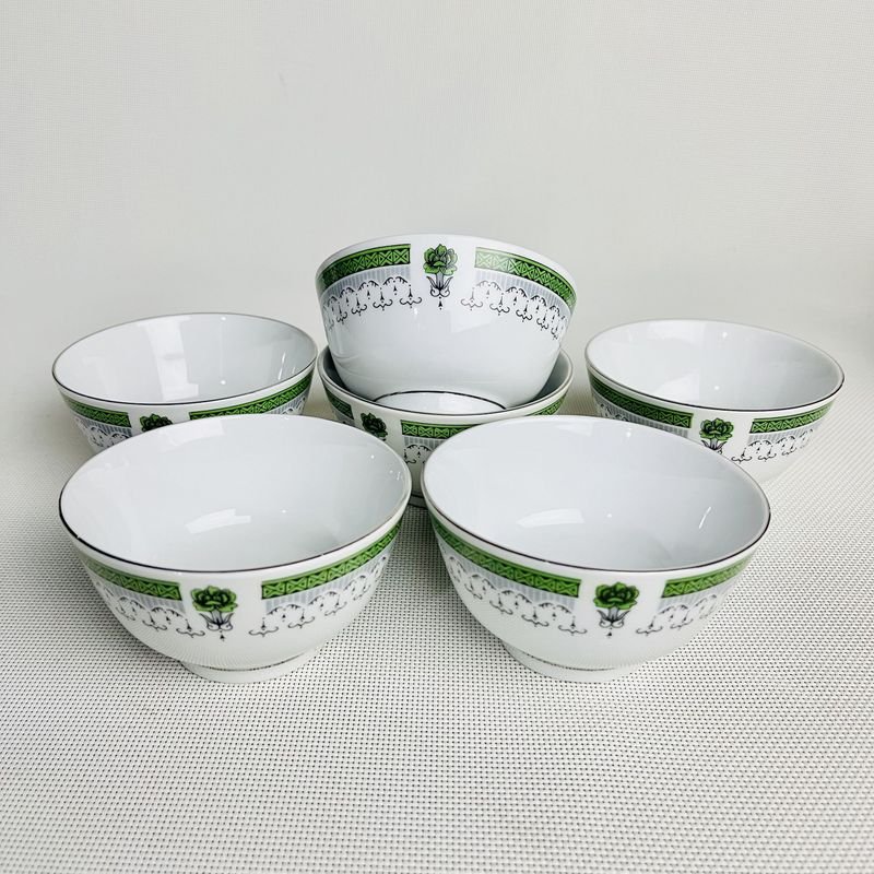 Colección de porcelana blanca con diseños florales y verde - imagen 3