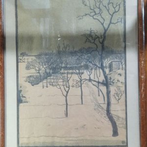 Lote anterior: Grabado Otto Bartell: verschneite Landschaft