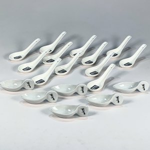 Juego de 18 Piezas de Porcelana Blanca: 12 Cucharitas y 4 Salseras Wilmax England - imagen 1