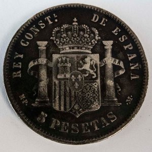 Moneda de Plata Española 5 Pesetas de 1889 Alfonso XIII - imagen 2