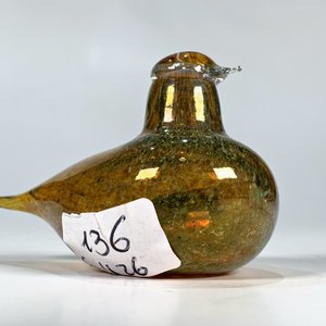 Dos pájaros de cristal Murano, uno blanco y verde, otro marrón - imagen 2