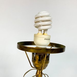 Lámpara Artesanal de Metal Dorado con Depósito Lateral (Sin Pantalla) - imagen 3