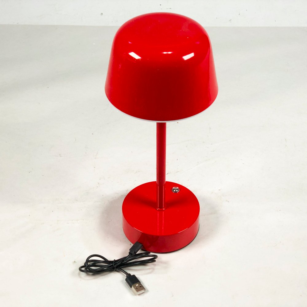 Lámpara de sobremesa con USB en metal rojo - imagen 2