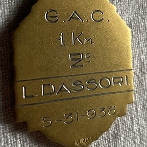 Medalla Dorada Campeonato Dptal 1 Km Segundo Puesto Dassori 1936 - imagen 5