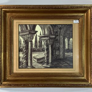 Lote de Dos Cuadros: Venecia con Góndola y Columnas Góticas - imagen 2