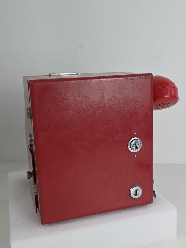Teléfono comercial a fichas vintage rojo - imagen 5