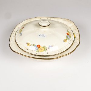 Sopera de Loza Inglesa Alfred Meakin con Tapa y Bordes Dorados - imagen 1
