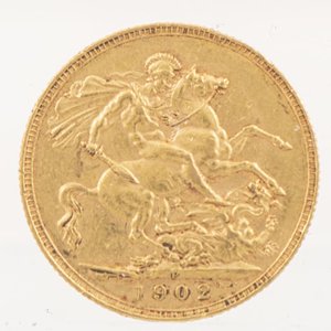 Lote siguiente: Moneda de Oro Británica 1 Libra 1902 - 8g