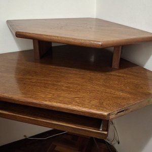 Escritorio Modular Esquinero de Madera con Cajonera y Tapa de Vidrio - imagen 4