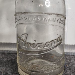 Botella Antigua de Vidrio "Arizona" con Teléfono Grabado - imagen 2