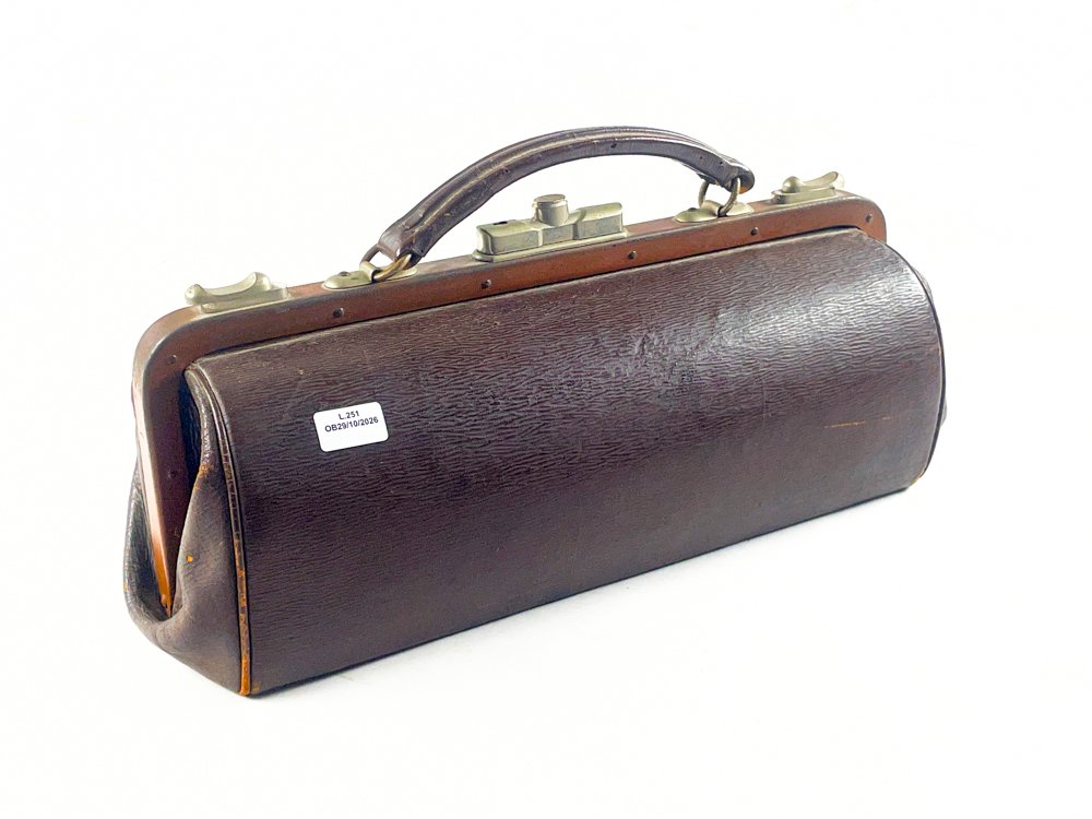 Maletín Médico Vintage de Cuero Marrón - 35 cm