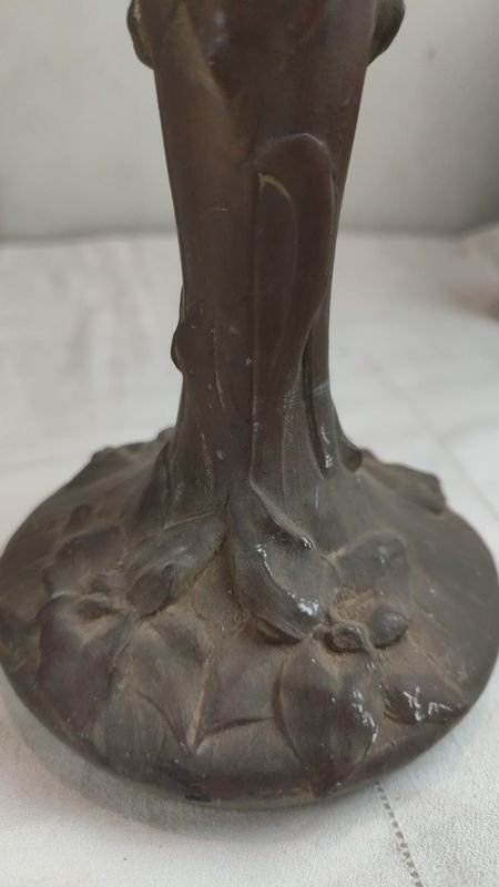 Pie de lámpara en bronce ART NOVEAU con detalle - imagen 2