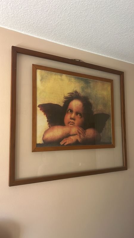 Cuadro antiguo de ángel con alas - imagen 4