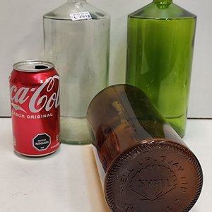 3 Botellas de Vidrio para Aceite Shell (Transparente, Ámbar, Verde) - 22x9cm - imagen 1