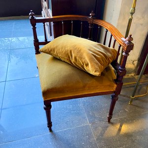 Sillón de Esquina Antiguo con Acolchado Dorado - imagen 1