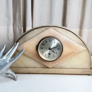 Reloj de Mesa Art Decó en Mármol y Bronce - imagen 2
