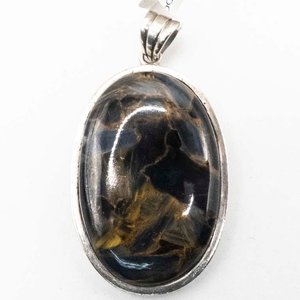 Dije Ovalado de Plata con Piedra Pietersita - imagen 1