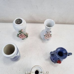 Juego de 5 Floreros Decorativos de Cerámica con Diseños Florales y Paisajísticos - imagen 3