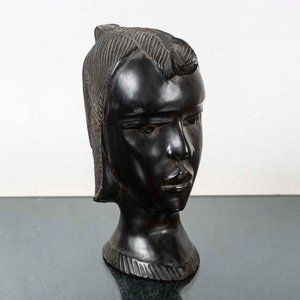 Busto Africano de Madera Tallada - 13x24 cm - imagen 1