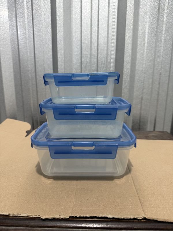 Set de 3 Recipientes Herméticos Komax Transparentes con Cierre Seguro