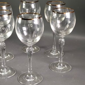 Seis Copas de Cristal para Vino Blanco con Borde Dorado - imagen 5
