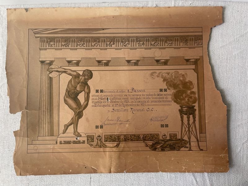 Diploma Segundo Premio Festival Atlético Rural 1925