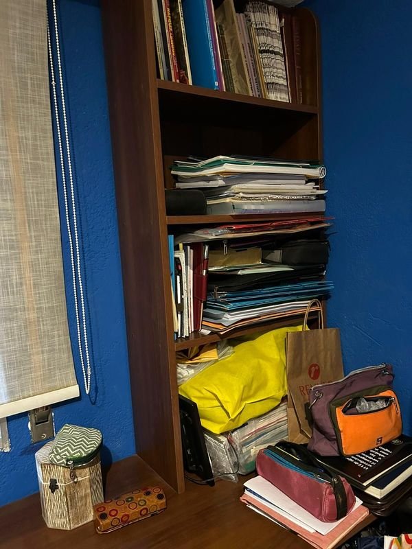 Escritorio con biblioteca de 4 estantes en madera - imagen 3