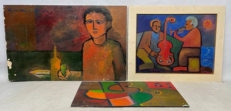 Lote siguiente: Tres pinturas de Zurita en óleo sobre fibra