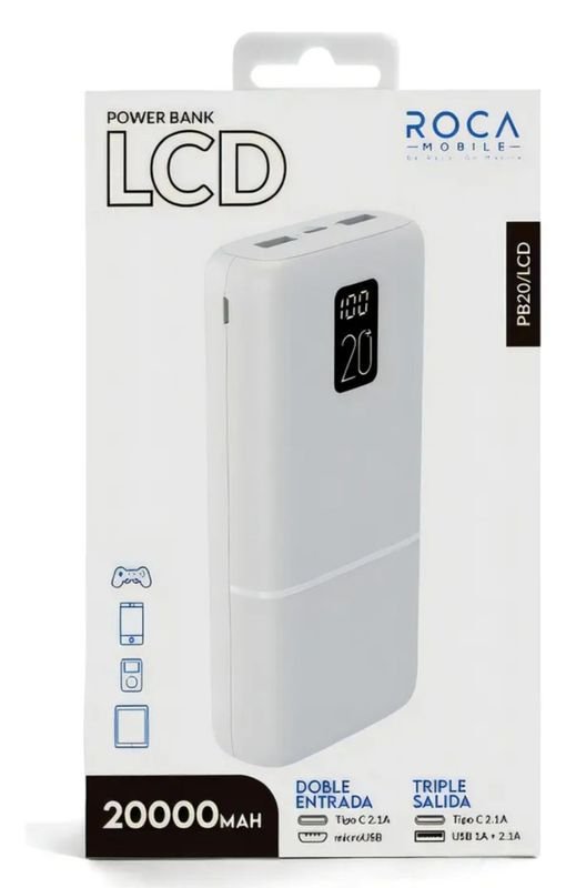 Cargador Portátil Power Bank Roca 20000 Mah Con Lcd 2 Usb - imagen 4