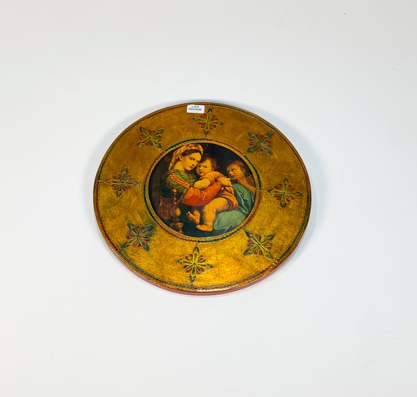 Cuadro Circular Dama con Niños, Estilo Vintage - imagen 1