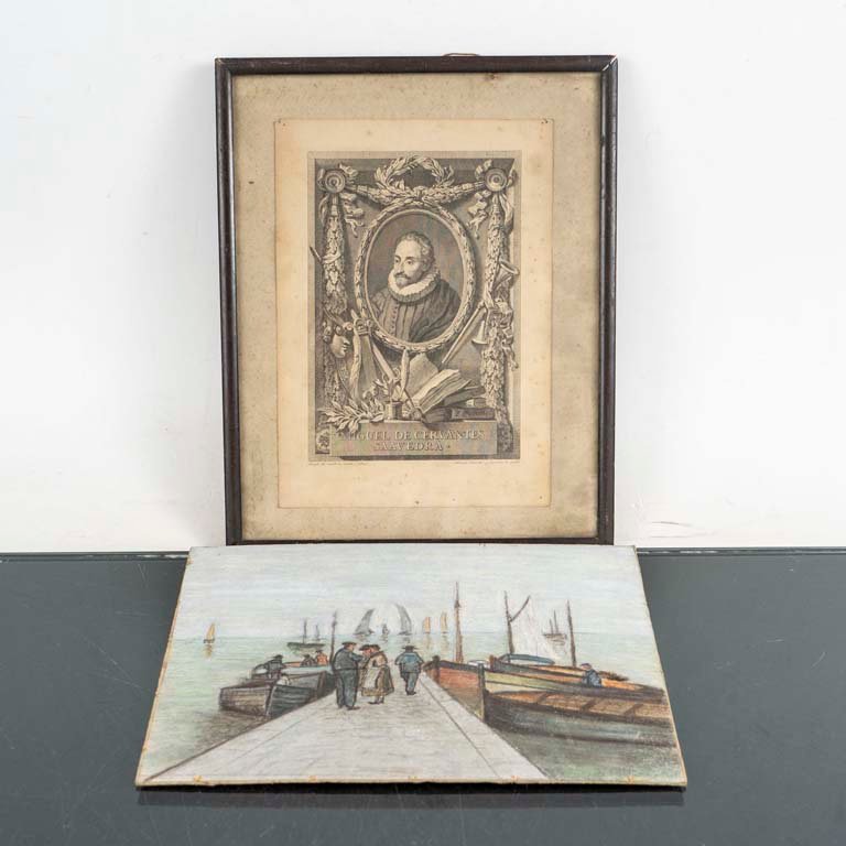 Lote siguiente: Pintura de Cervantes en marco