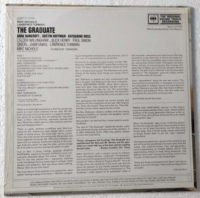 Vinilo de la Banda Sonora de la Película 'El Graduado' de Simon & Garfunkel - imagen 2