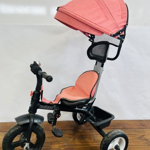 Triciclo Infantil Honghu Rosa con Toldo y Canasto - imagen 4