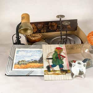 Lote de Adornos, Cuadros, Lámparas y Centros de Mesa Vintage - imagen 5
