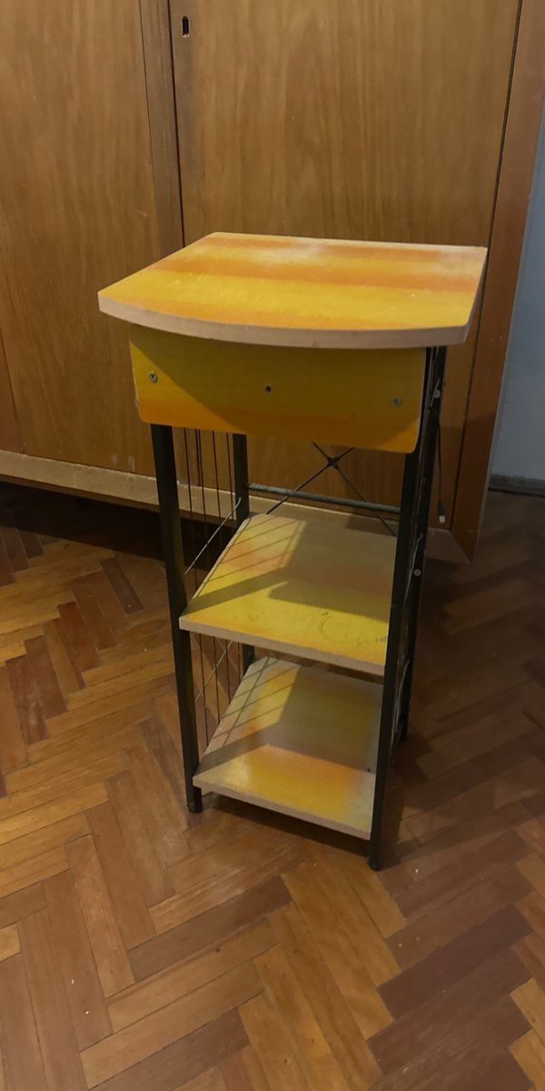 Mesa Auxiliar Estante 3 Niveles Madera y Metal