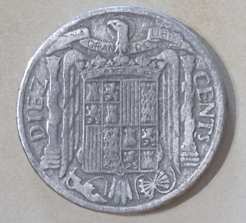 Moneda española de Diez Centavos del año 1941 - imagen 2