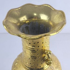 Jarrón Decorativo Oriental Dorado Brillante con Asas - imagen 4