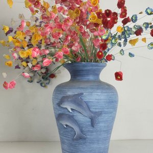 Lámpara de Mesa con Base Ánfora Azul y Jarrón con Delfines - imagen 4