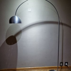 Lámpara de Pie Arco Metal Cepillado Pantalla Cúpula Orientable 188cm - imagen 6