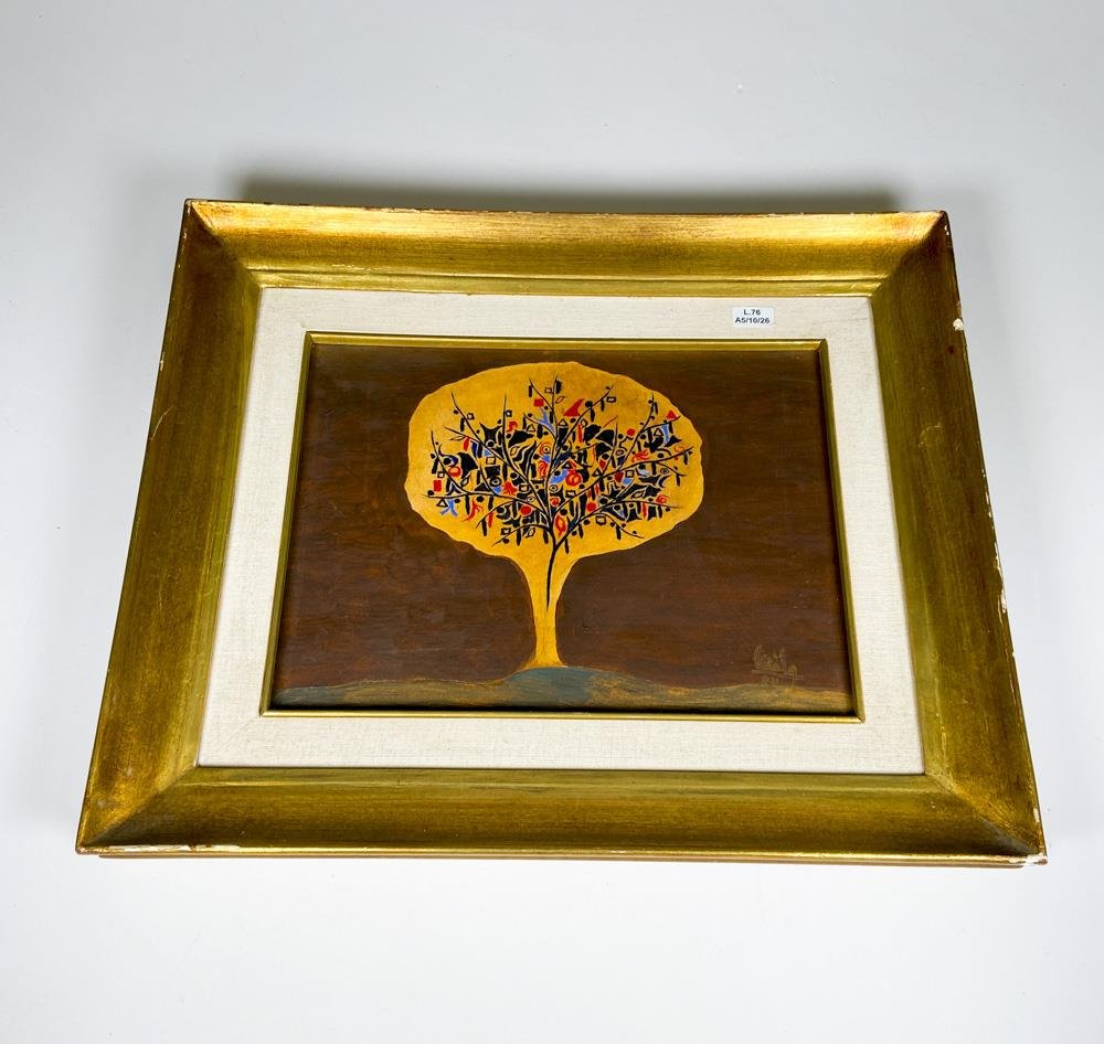 Cuadro oleo arbol ,marco madera 47 x 40 cm
