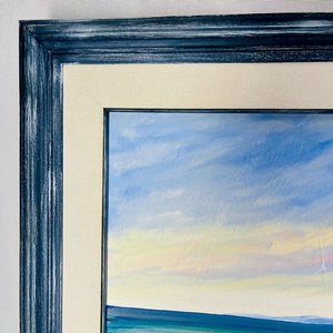 Cuadro al óleo sobre tela: Playa con marco de madera, firmado por A. Luz - imagen 7