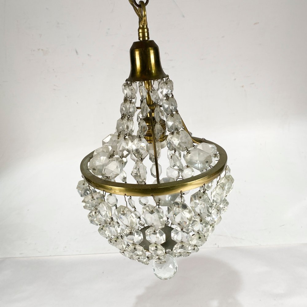 Aplique de Techo Bronce y Cristal con Caireles
