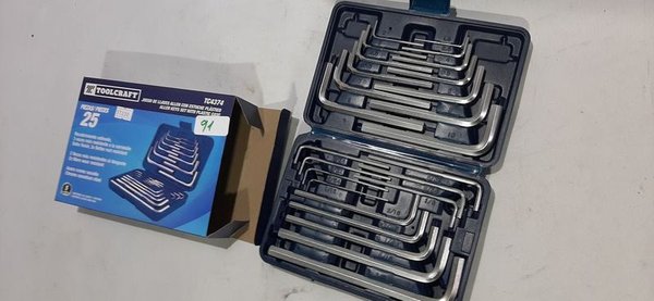 Juego de 25 Llaves Allen Milimétricas y en Pulgadas Toolcraft con Estuche