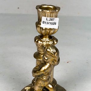 Candelabro de Metal Dorado con Figura de Cupido, 14 cm - imagen 3
