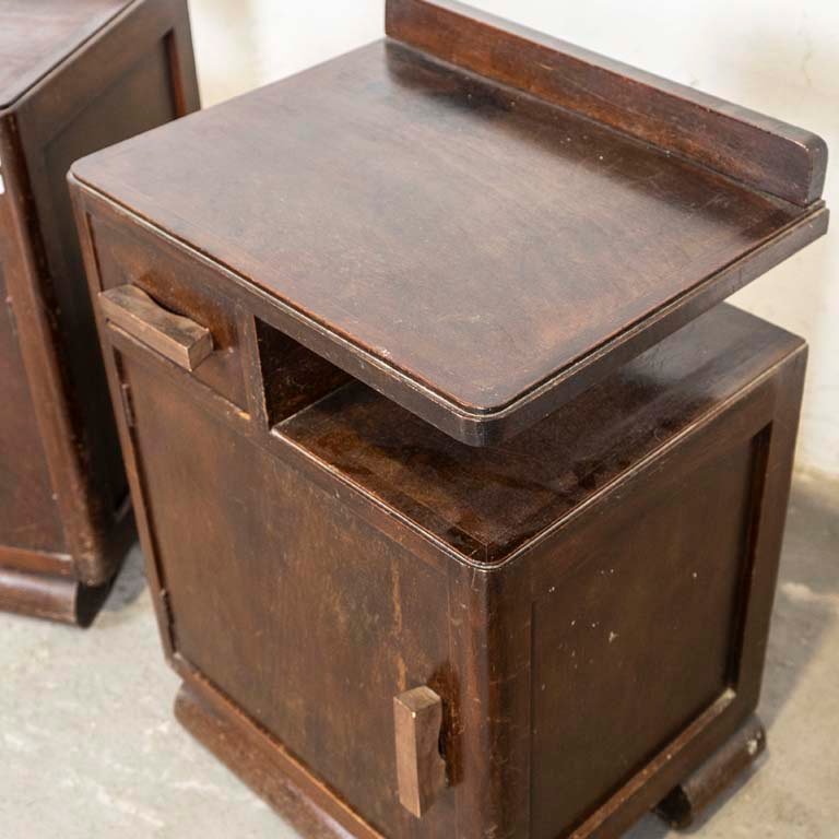Mesas de luz Art Deco con cajón y puerta - imagen 2